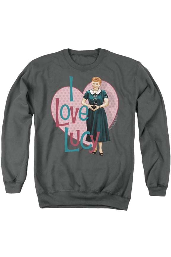 I Love Lucy Heart You Adult Crewneck Sweatshirt Charcoal