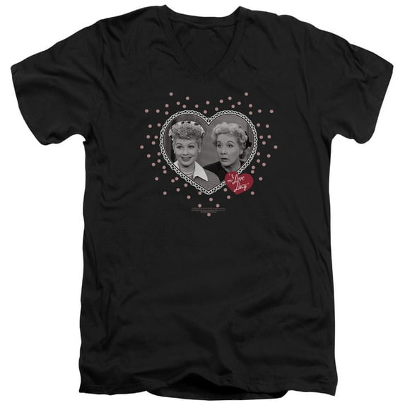 I Love Lucy - Hearts And Dots - Slim Fit V Neck Shirt - Large