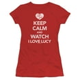 thumbnail image 1 of I Love Lucy Keep Calm And Watch S/S Junior Women's T-Shirt Sheer Red, 1 of 1