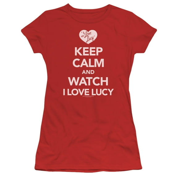 I Love Lucy Keep Calm And Watch S/S Junior Women's T-Shirt Sheer Red