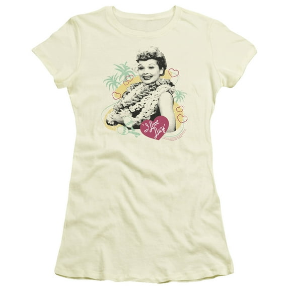 I Love Lucy Luau Graphic S/S Junior Women's T-Shirt Sheer Cream