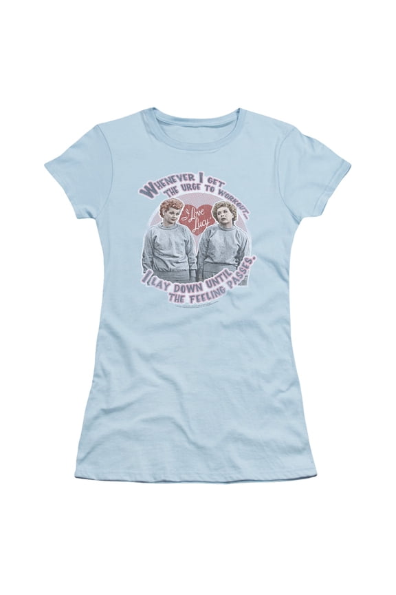 I Love Lucy Lucys Workout S/S Junior Women's T-Shirt Sheer Light Blue