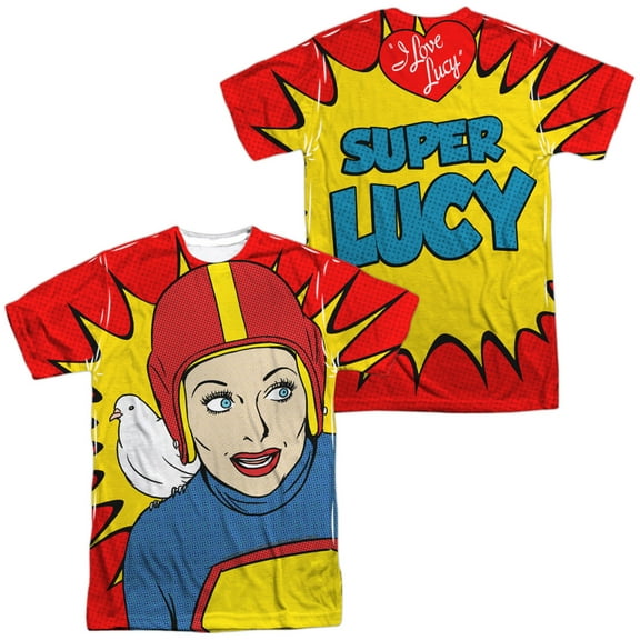 I Love Lucy Super Lucy Unisex Adult Sublimated Costume T Shirt (Front/Back), X-Large Multicolor