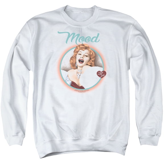 I Love Lucy Mood Adult Crewneck Sweatshirt White