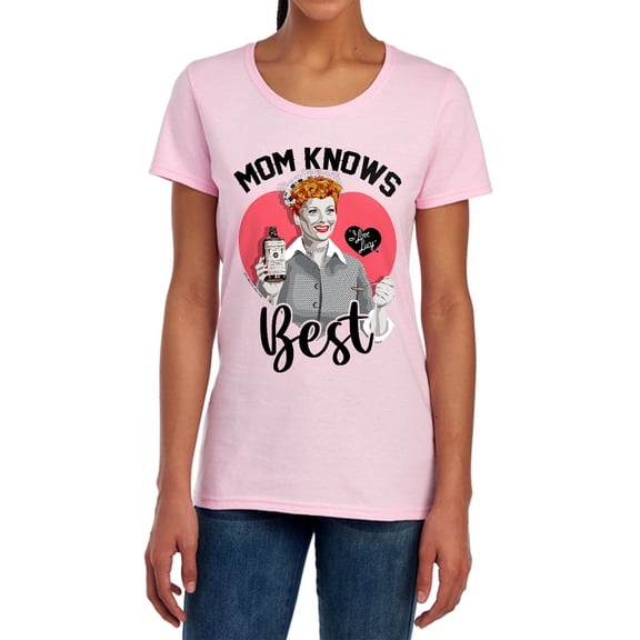 I Love Lucy Mother's Day Mom Knows Best Women's T Shirt, Pink, Large
