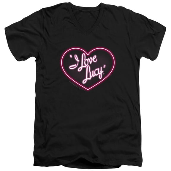I Love Lucy - Neon Logo - Slim Fit V Neck Shirt - Medium