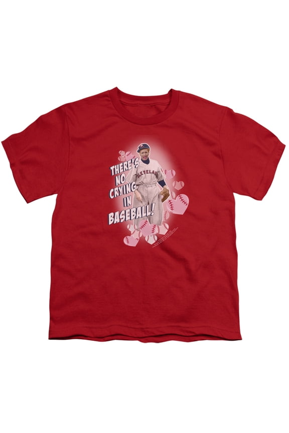 Sportswear LB326-YT-2 I Love Lucy No Crying In Baseball Youth Short Sleeve T-Shirt, Red - Medium