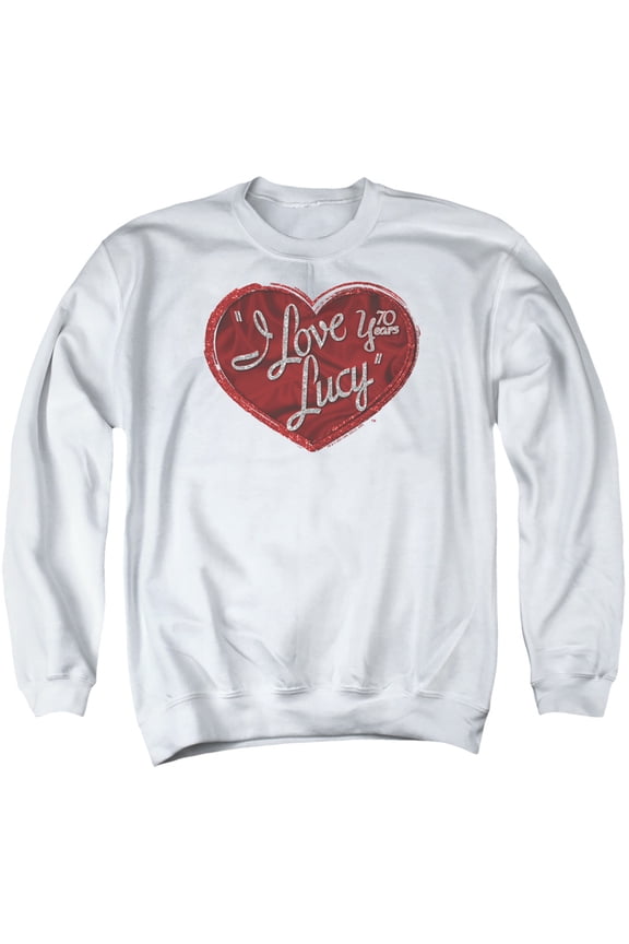I Love Lucy Red Glitter 75 Unisex Adult Crewneck Sweatshirt,White, 3X-Large