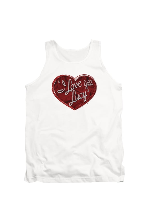 I Love Lucy Red Glitter 75 Unisex Adult Tank Top,White, Small