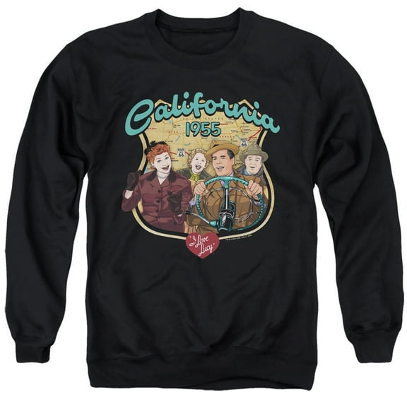 I Love Lucy Road Trip Unisex Adult Crewneck Sweatshirt,Black, Medium