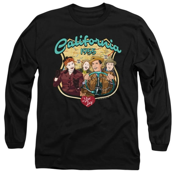 I Love Lucy Road Trip Unisex Adult Long-Sleeve T Shirt,Black, Small