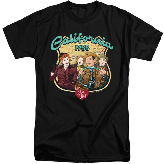 I Love Lucy Road Trip Unisex Adult Tall T Shirt,Black, 2X-Large