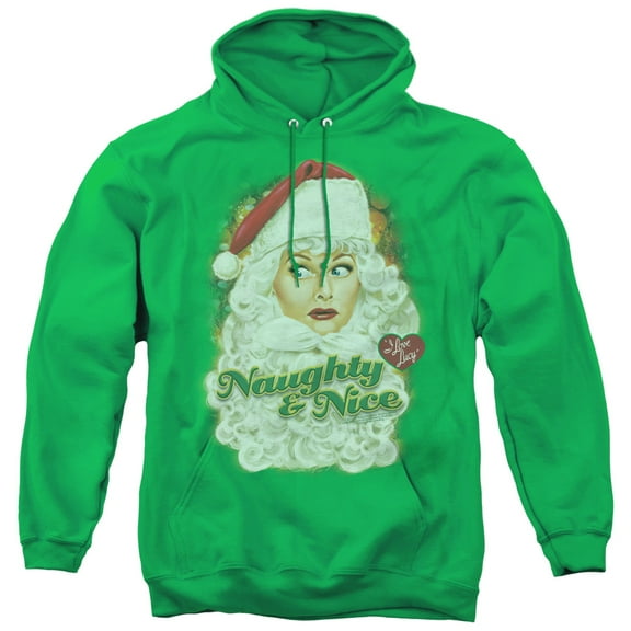 I Love Lucy Santa Adult Pullover Hoodie Sweatshirt Kelly Green