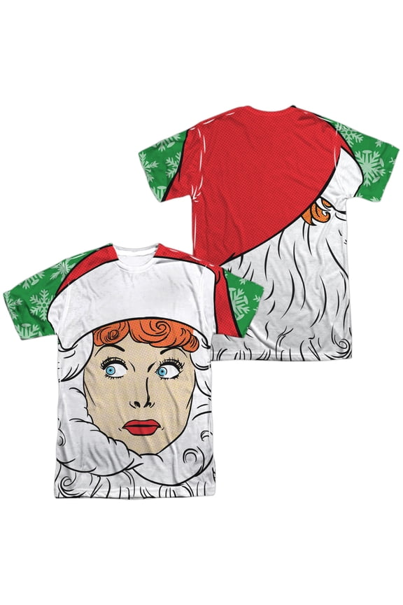 I Love Lucy Secret Santa Unisex Adult Sublimated Costume T Shirt (Front/Back), Medium Multicolor