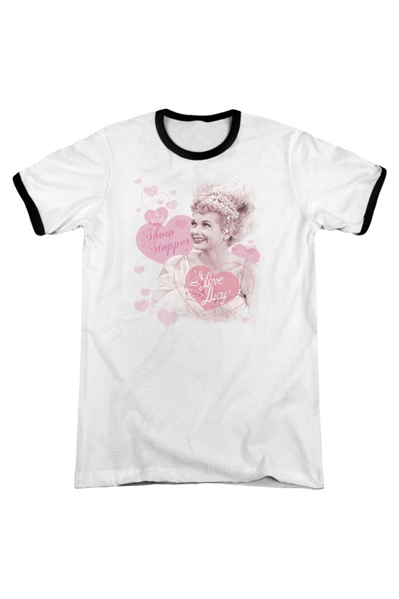 I Love Lucy Show Stopper Adult Ringer T-Shirt White Black