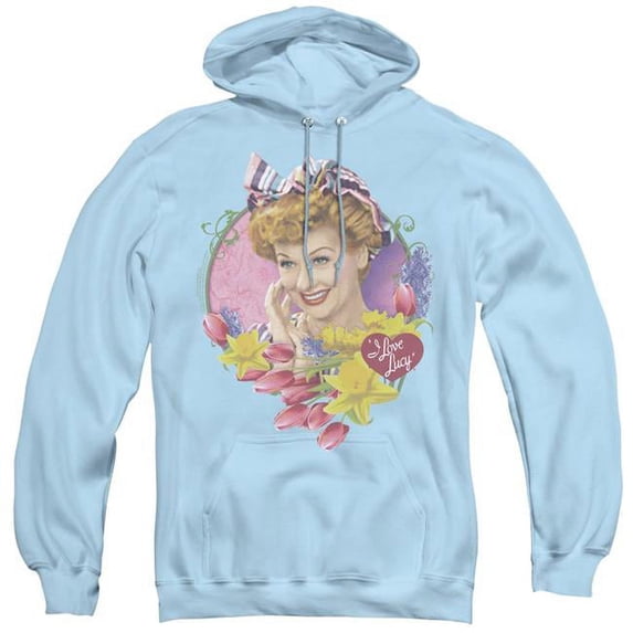 I Love Lucy & Springtime - Adult Pull-Over Hoodie, Light Blue - Extra Large
