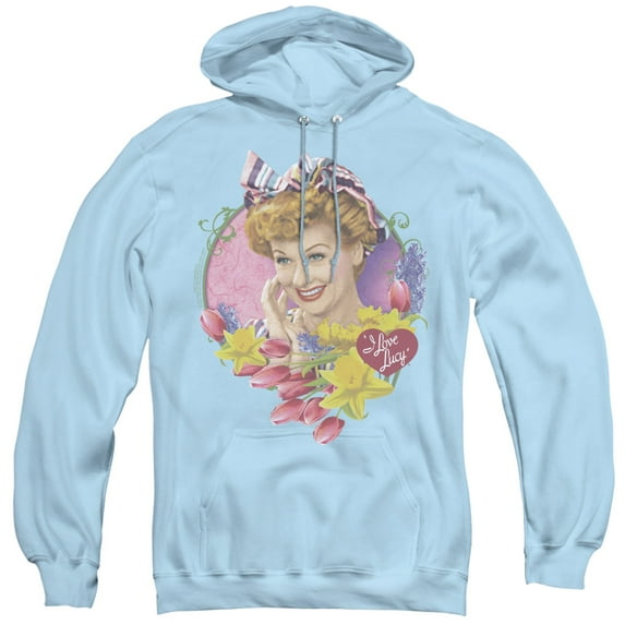 I Love Lucy Springtime Adult Pullover Hoodie Sweatshirt Light Blue