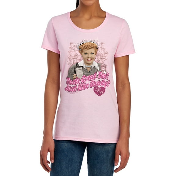 I Love Lucy Tastes Like Candy Women's T Shirt (Small) Pink