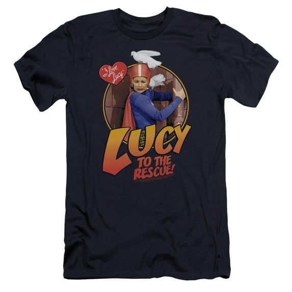 I Love Lucy To The Rescue Premium Canvas Adult Slim Fit 30/1 T-Shirt Navy