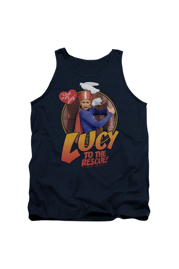 I Love Lucy To The Rescue Adult Tank Top Navy