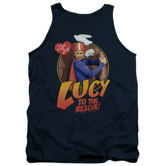 I Love Lucy To The Rescue Adult Tank Top Navy