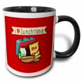 thumbnail image 1 of 3drose, I Love Lunchtime, Lunch Box, Hot Dog, Chip, Milk on Red Graph Paper, 15oz Two-tone Black Mug, 1 of 6