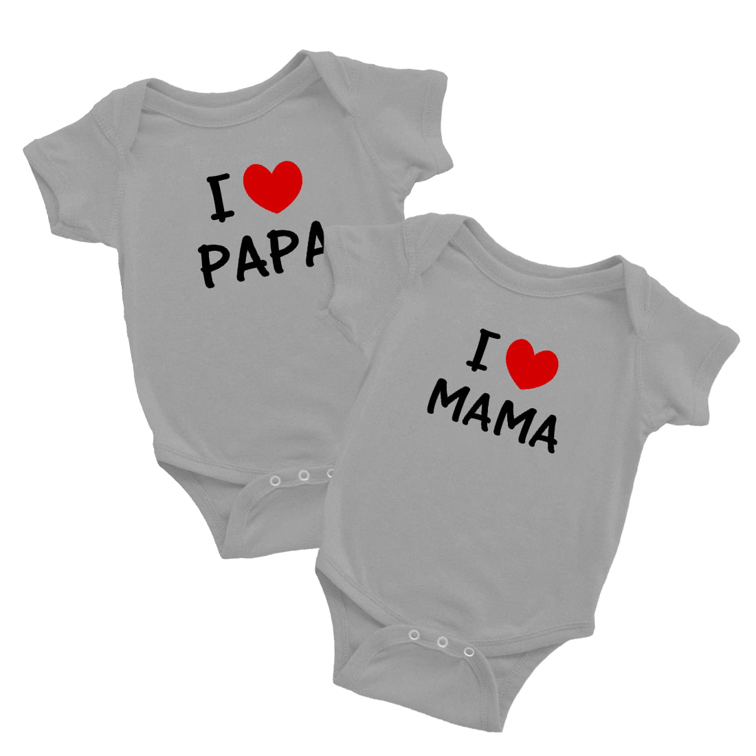 I Love Mama and I Love Papa Baby Bodysuit Twins Soft Toddler Infant Wear  White Clothing Summer Wear