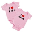 thumbnail image 1 of I Love MAMA PAPA Twins Baby Clothes Jumpsuit Bodysuit (Pink, 18-24M), 1 of 5