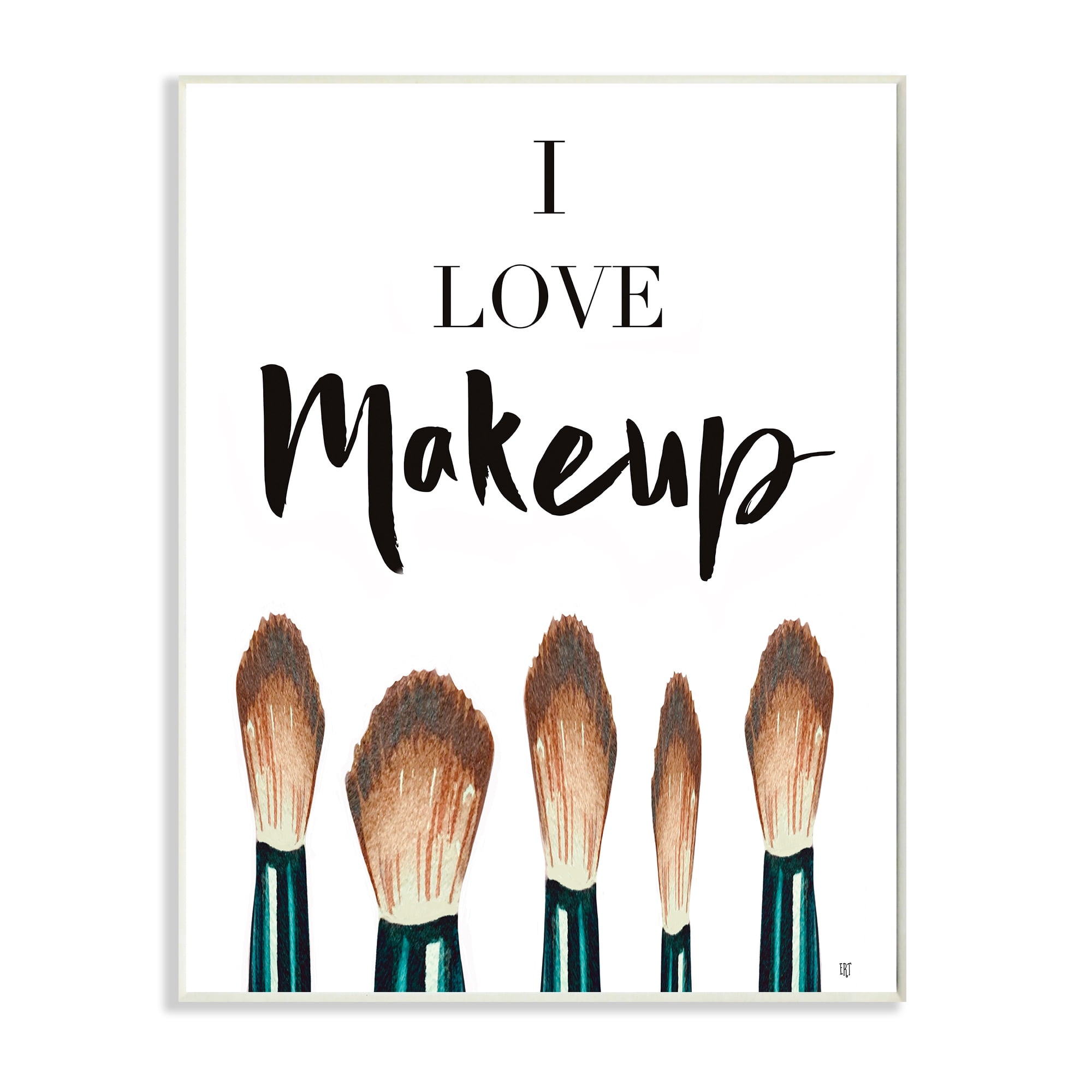 I Love Makeup Expression Glam Cosmetic Brushes 13 in x 19 in Framed Painting Art Print, by Stupell Home Décor