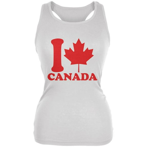I Love Maple Leaf Heart Canada Juniors Soft Tank Top White 2XL