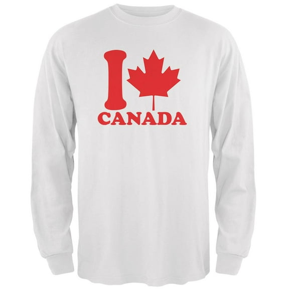 I Love Maple Leaf Heart Canada Mens Long Sleeve T Shirt White 2XL
