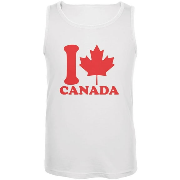 I Love Maple Leaf Heart Canada Mens Tank Top White X-LG