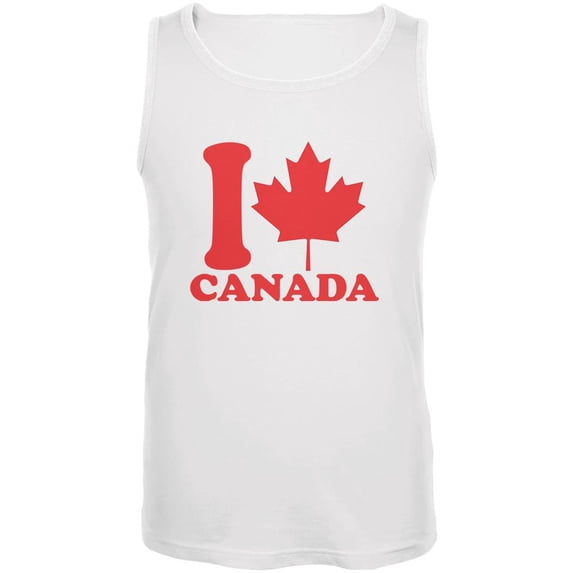 I Love Maple Leaf Heart Canada Mens Tank Top White X-LG