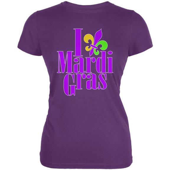 I Love Mardi Gras Fleur De Lis Juniors Soft T Shirt