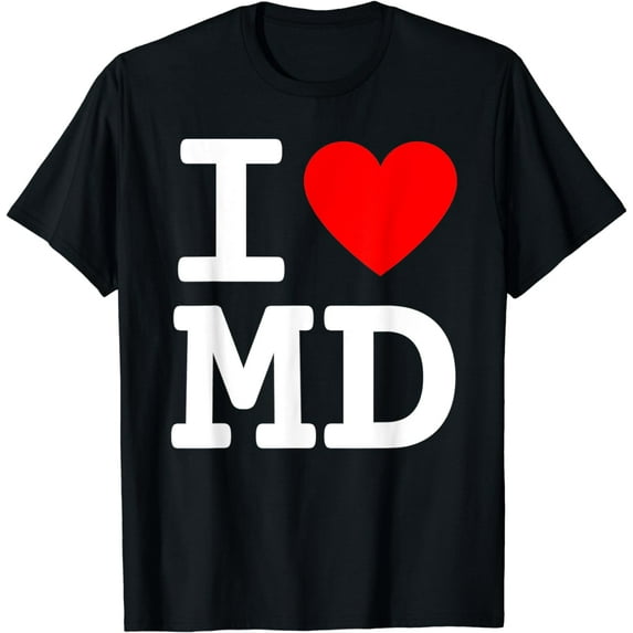 I Love Maryland MD State Flag Heart Baltimore Hon Ocean City T-Shirt