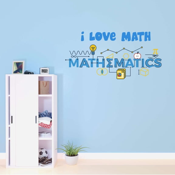 I Love Math Science Growth Stem Technology Engineering Math Lab Study Experiments Atoms Microscope Scienctist Algebra Geometry Holiday Decorating Bedroom Wall Decal Sticker - Size: 10 In X 5 In