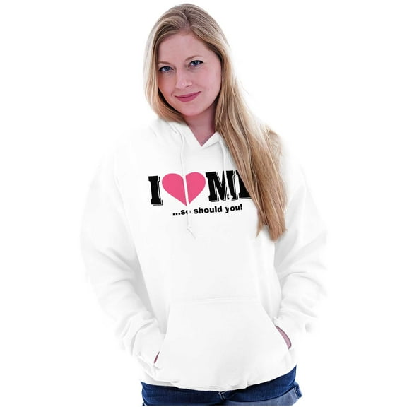 I Love Me Funny Flirty Valentines Day Women Plus Size Graphic Pullover Hoodie Brisco Brands 4X