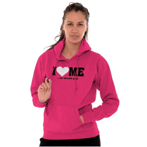 I Love Me Funny Flirty Valentines Day Women Plus Size Graphic Pullover Hoodie Brisco Brands 2X