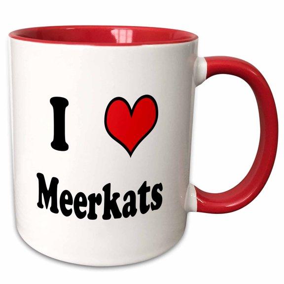 3drose, I Love Meerkats, 15oz Two-tone Red Mug