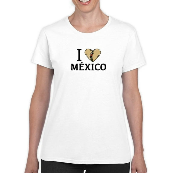 I Love Mexico, Burrito Shaped T-Shirt Women -Smartprints Designs, Female Large