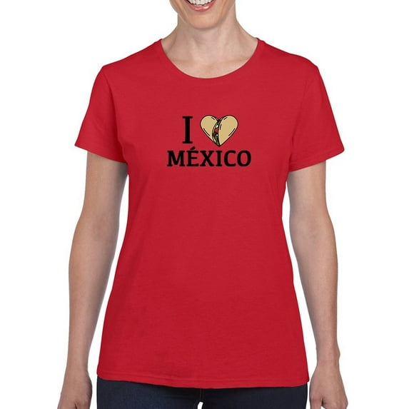 I Love Mexico, Burrito Shaped T-Shirt Women -Smartprints Designs, Female XX-Large