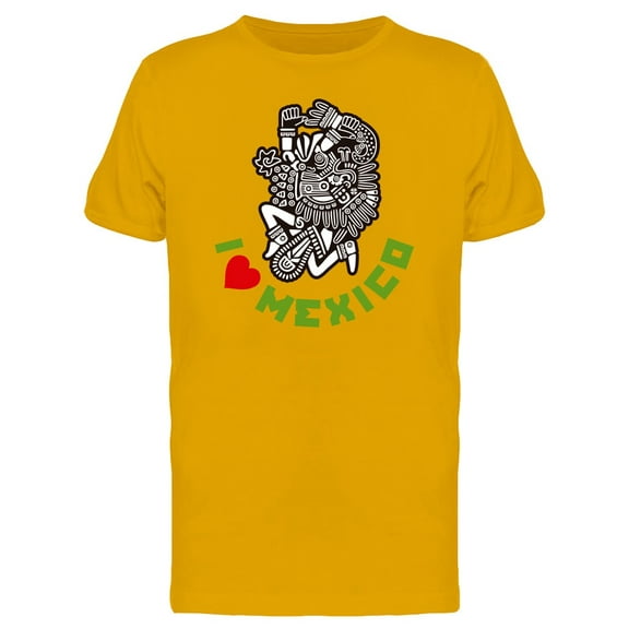 I Love Mexico Maya Statue T-Shirt Men -Image by Shutterstock, Male Large
