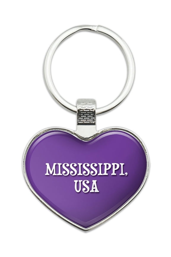 I Love Mississippi USA Heart Metal Key Chain