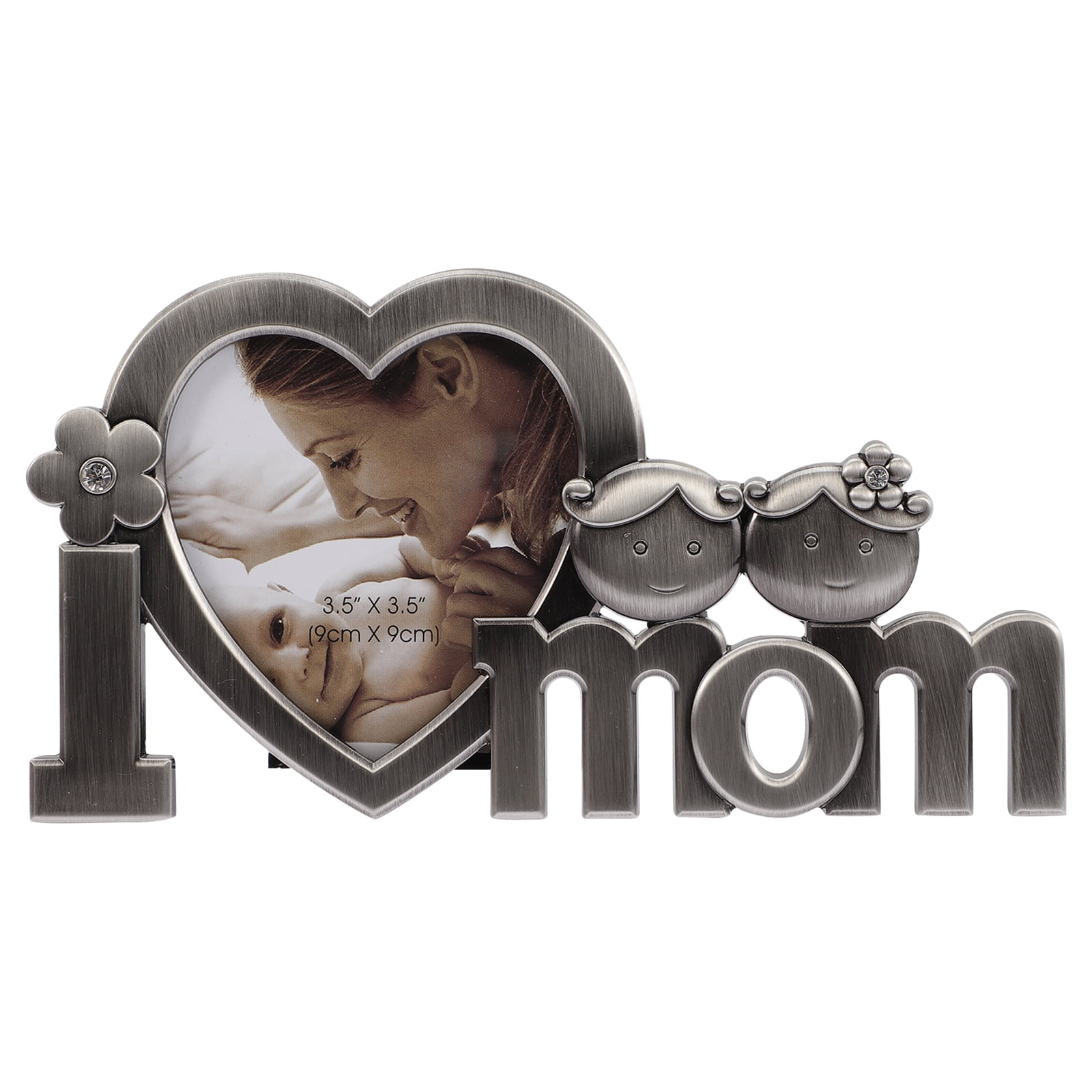 I Love Mom Picture Frame Metal Photo Frame Gift for Mother's Day