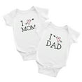 thumbnail image 1 of I Love Mom and I Love Dad Newborn Twins Bodysuit Baby Boys Girls Sister Brother (White, 3-6M), 1 of 5