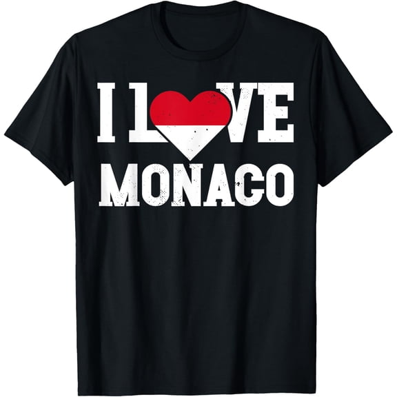 I Love Monaco Flag Patriotic Throwback Souvenir T-Shirt