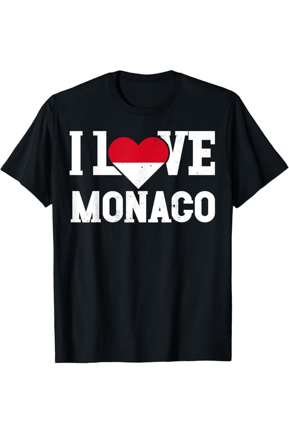 I Love Monaco Flag Patriotic Throwback Souvenir T-Shirt
