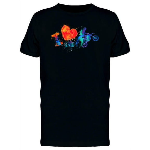 I Love Motorcycling Splash Paint T-Shirt Men -Image by Shutterstock, Male x-Large