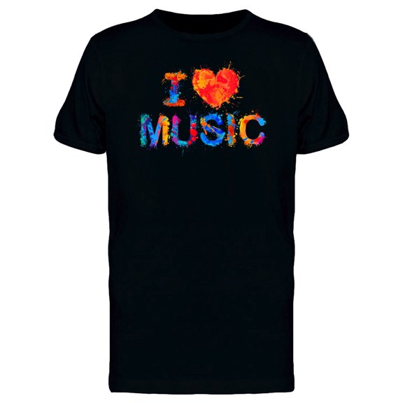 I Love Music Colorful Letters T-Shirt Men -Image by Shutterstock, Male 3X-Large