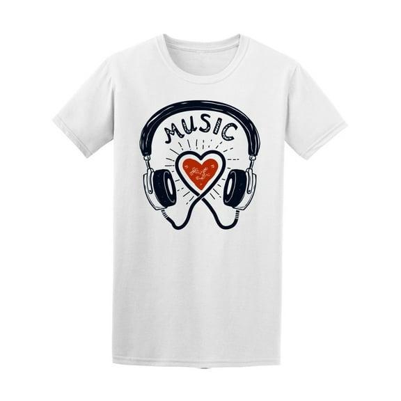 I Love Music Headphones  T-Shirt Men -Image by Shutterstock, Male Large